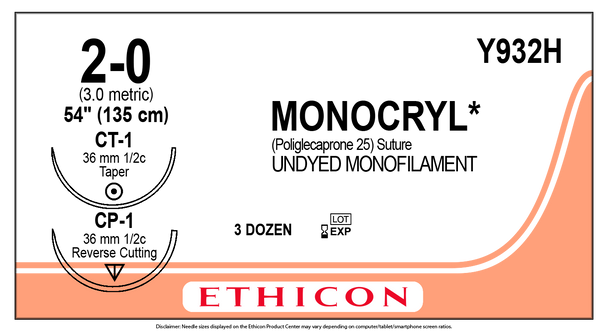 Ethicon Y932H MONOCRYL® (poliglecaprone 25) Suture
