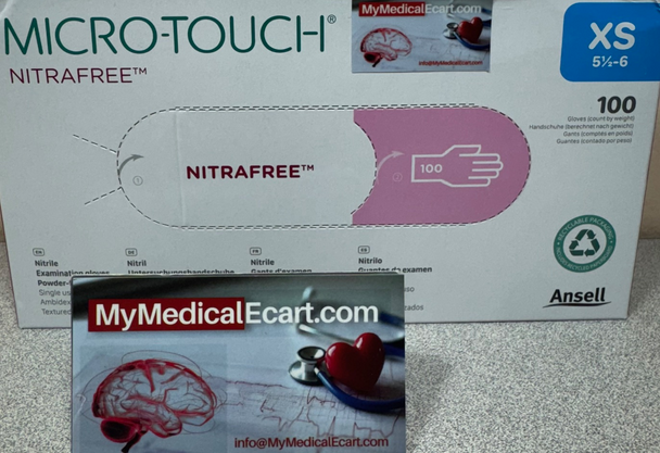 ANSELL 6034510 MICRO-TOUCH NITRAFREE S451 XS. Powder-Free Latex-Free Chemical Accelerator-Free Exam Nitrile Non-Sterile-Pink. Case of 10 bxs, 100e/a