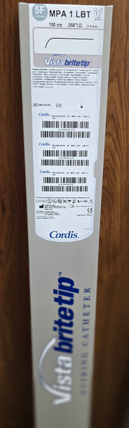 Cordis 5562700L, Long Vista brite tip, 556-270-0L Guiding Catheter 5F (1.65mm) MPA 1LBT (100cm .056" I.D.)