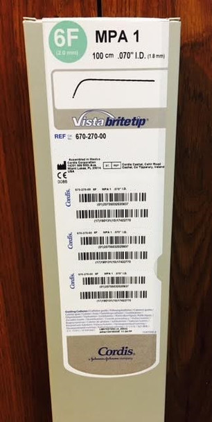 Cordis 67027000, VISTA BRITE TIP®, 670-270-00, Guiding Catheter, 6Fr MPA 1 100 cm (670-270-00M)