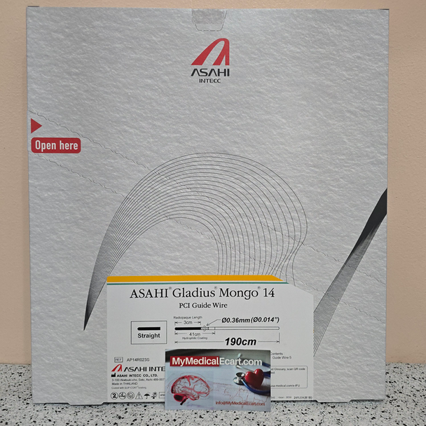 ASAHI AP14R023S, Gladius® Mongo®, Guide Wire, Straight, 190 cm, 0.014in (0.36mm), Box of 5