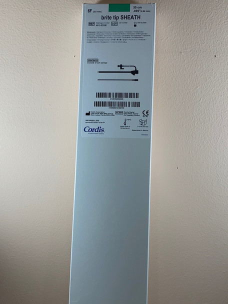 Cordis 401-635M BRITE TIP® 401635M Catheter Sheath Introducer without Mini-Guidewire, Fuschia, 0.035IN, 35CM Cannula, 6FR, Box of 02