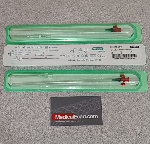 Vygon 115.090 Arterial Leadercath Vascular Catheter 3Fr x 0.9mm x 24 ml/min. Box of 20 Leader-Cath VY.115090