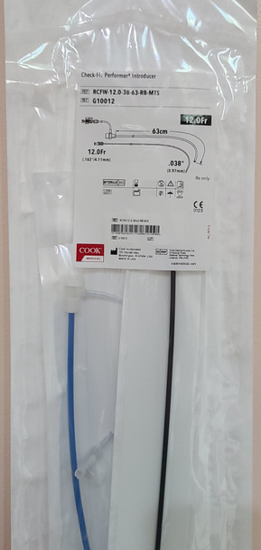 Cook G10012 Check-Flo Performer™ RCFW-12.0-38-63-RB-MTS Guiding Sheath, Mullins Design, Introducer 12Fr ; Sheath Length 63cm, Pack of 01