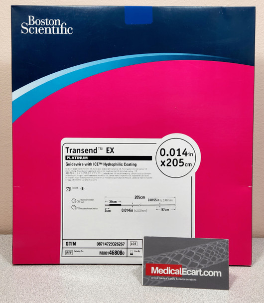 Boston Scientific, Stryker M001468080 Transend 0.014 Platinum Guidewire, 46808, with ICE Hydrophilic Coating 0.014" X 205 cm, Box of 01