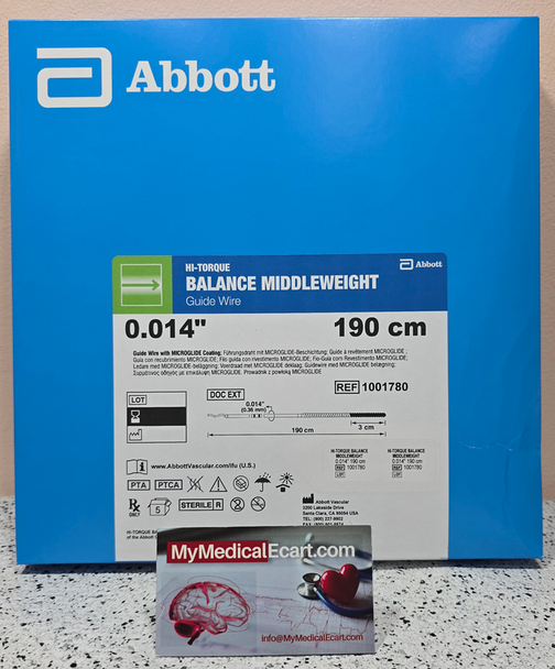 Abbott 1001780 HI-TORQUE BALANCE MIDDLEWEIGHT Guide Wire  0.014" x 190 cm. Box of 05