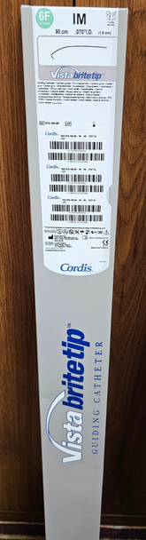 Cordis 67019090 VISTA BRITE TIP ®, 670-190-90 Guiding Catheters 6Fr, IM 90cm x .070" I.D. (1.8mm), Box of 01