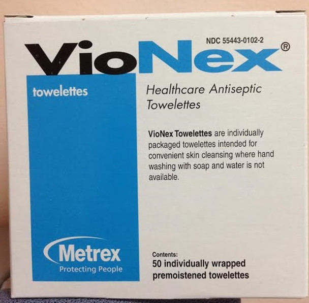 Metrex 10-1510 Sanitizing Skin Wipe VioNex® Individual Packet Chloroxylenol (PCMX) Scented 1 Count. Case/500