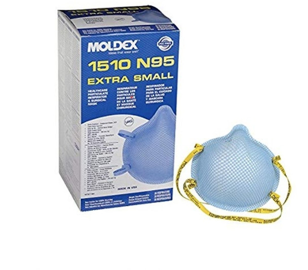 Moldex-Metric 1510 Surgical Respirator N95, Cup, Elastic Strap, X-Small, case of 160 (8 bxs/20)