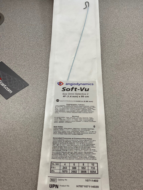 Angiodynamics 10711402 Soft-Vu ® H787107114025 Angiographic Catheters 4F (1.4mm) x 80cm. Sos Omni Selective 2. Box of 5