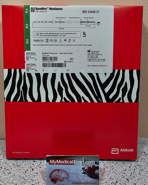 Abbott 22440-31 BareWire Workhorse Filter Delivery Wire 315 cm. Box of 5