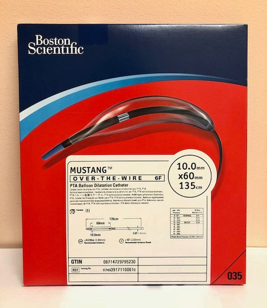 Boston Scientific 39171-10061 10mmx60mmx135cm Mustang Balloon Dilatation Catheter H74939171100610 39171-10061 08714729795230 6Fr. 14atm