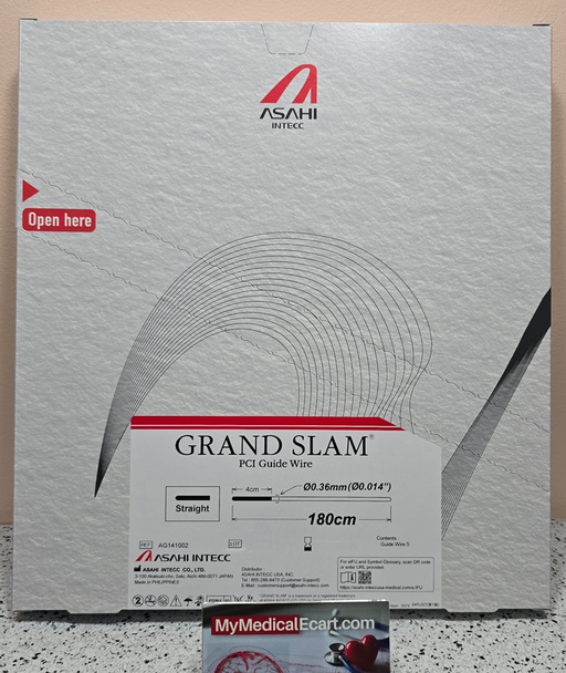 ASAHI AG141002 Grand Slam PTCA Guide Wire Straight-tip 180cm, Box of 5