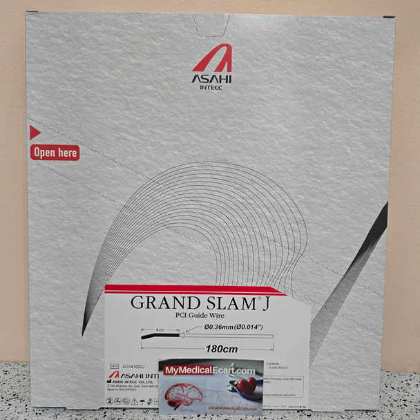 Asahi AG141002J Grand Slam PCI Guidewire 0.014" X 180 cm Length, J Shape Tip, Box of 5