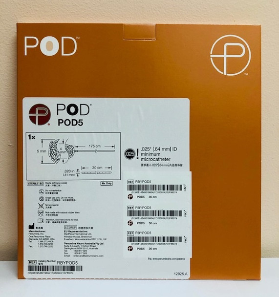 RBYPOD5 Peripheral Embolization Coils POD® Occlusion Device Ruby POD 5 - 5mm x 30cm, Box of 01