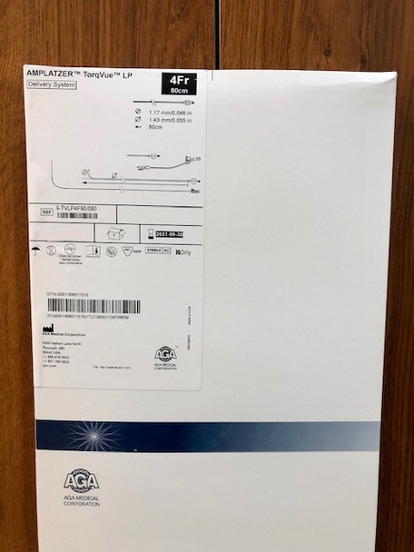 9-TVLP4F90/080 AMPLATZER TorqVue LP Delivery System 4fr Catheter Size, 90° Tip,   ID 1.17mm [0.046"], OD 1.40mm [0.055"], 190cm Long