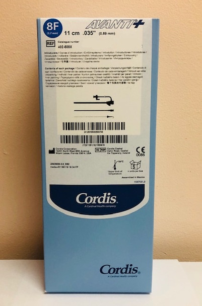 402-608X AVANTI + Mid-Length Sheath Introducer with Mini-Guidewire, Fuschia, 0.035", 11CM Cannula, 8FR  Cordis 402608X