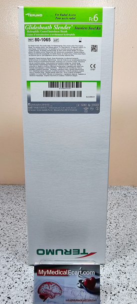 Terumo 80-1065 GLIDESHEATH SLENDER® Hydrophilic Coated Introducer Sheath,  SS Kit 6Fr 10cm 0.025" Flex Straight 0.025" x 45cm, Needle Size 20G 35mm, Anterior Wall Puncture, Box of 5