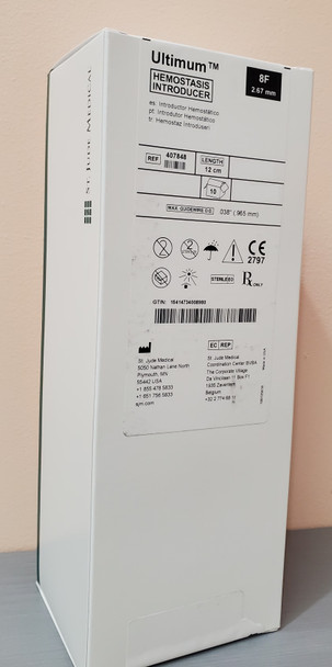 407848 St. Jude ULTIMUM™ Hemostasis Introducer 12cm Sheath with Guidewire, 8 Fr, 12cm x 0.038". Box of 10