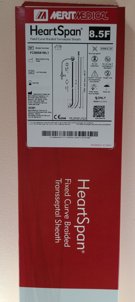 FCB8581ML1 HeartSpan® Fixed Curve Braided Transseptal Sheath, 8.5 Fr x 81cm, ML1 Curve angle.  Box of 01