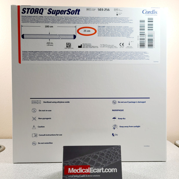 Cordis 503-256 STORQ® SLX™ 503256 Coated Super Soft Straight Tip Stainless Steel Vascular Guidewire, 0.035 in, 180 cm. Box of 05