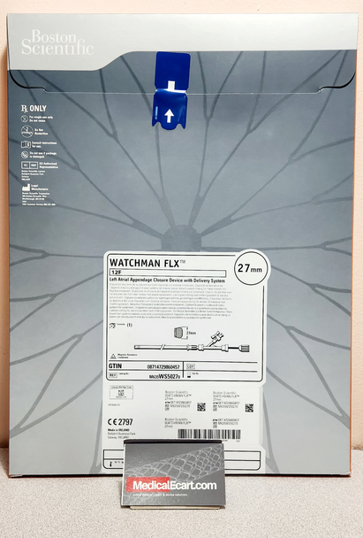 Boston Scientific M635WS50270 WATCHMAN FLX™ WS5027 Left Atrial Appendage Closure Device with Delivery System, Size 27 mm, OD 12 Fr., Box of 01
