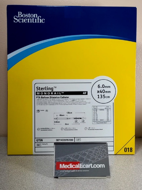 Boston Scientific H74939031604010 Sterling™ Monorail™ 3903160401, PTA Balloon Dilatation Catheter 6.0mm X 40mm, Shaft 135cm, Box of 01