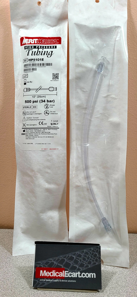 Medical HP5101E, High-Pressure Tubing, 10" (25 cm), 500 psi (34 bar), Clear tubing, Box of 25