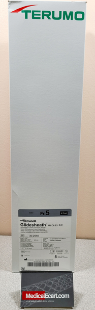 Terumo 30-2550 GLIDESHEATH™ Access Kit, 5F, ID 0.074", Tip ID 0.068", 25cm, GW 0.021"x80cm, 22Ga Needle. Includes GlideSheath, IV Cath, Dilator, 2.5mL Syringe, Box of 5