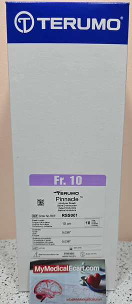 Terumo RSS001 Pinnacle ® Introducer Sheath, 10Fr x 10 cm x 0.35", Box of 10