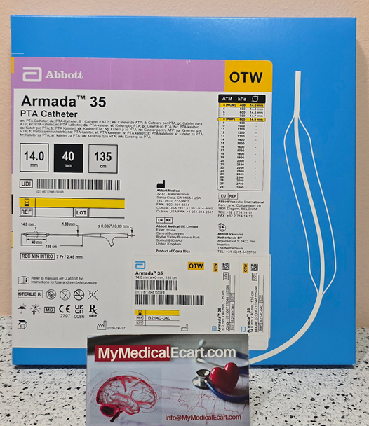 Abbott B2140-040 Armada™ 35 Percutaneous Transluminal Angioplasty (PTA) Catheter, 14.0mm x 40mm x135cm, Box of 01