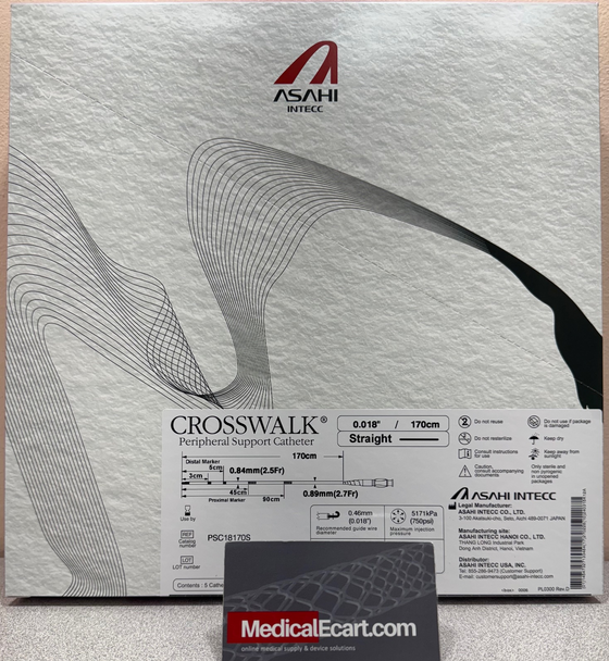 Asahi PSC18170S CROSSWALK® Peripheral Support Catheter, 0.018" X 170 cm, Tip Shape Straight, Box of 05