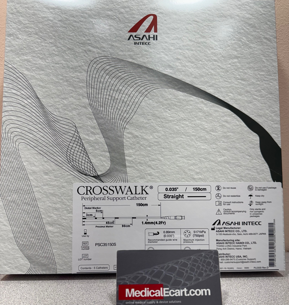 Asahi PSC35150S CROSSWALK® Peripheral Support Catheter, 0.035" X 150 cm, Tip Shape Straight, Box of 05