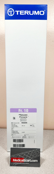 Terumo RSS006  Pinnacle  Introducer Sheath 10Fr x 25cm, Box of 10