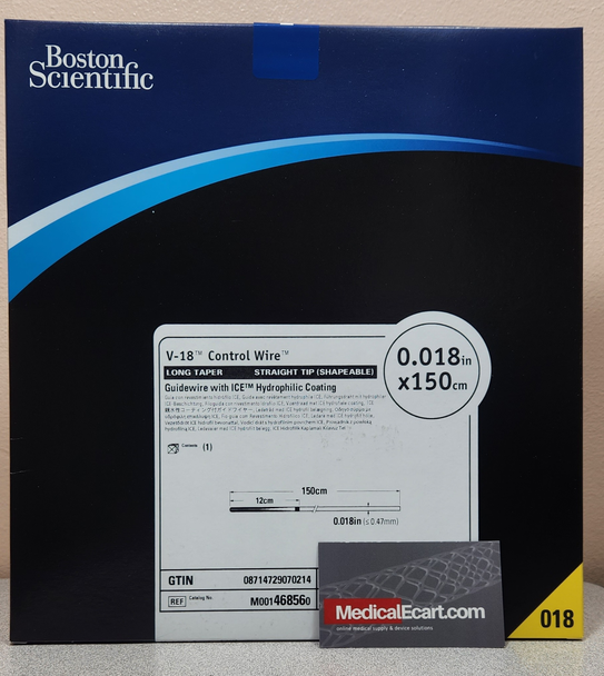 Boston M001468560 V-18™ ControlWire™ 46-856 Guidewire 0.018" x 150cm, Taper Length 12 cm, Tip Shape Straight. Box of 01