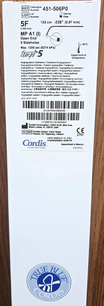 Cordis® 451-506P0 TEMPO® 5, 451406P0, Multi-Purpose (MP A1), Small Curve Coated Nylon Diagnostic Catheter, 5Fr X 0.038 in X 125 cm, Box of 50