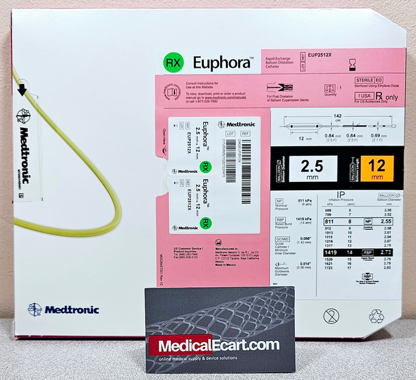 EUP2512X Euphora™ Semicompliant Balloon Dilatation Catheter 2.5 mm x 12 mm, Box of 01