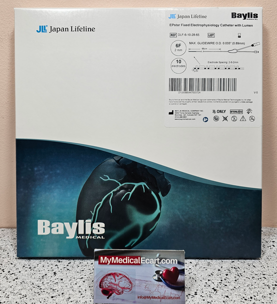 Baylis DLF-6-10-28-65  EPstar 6F Fixed Electrophysiology Catheter with Lumen 65 cm Length, Electrode spacing 2-8-2 mm. Box of 01
