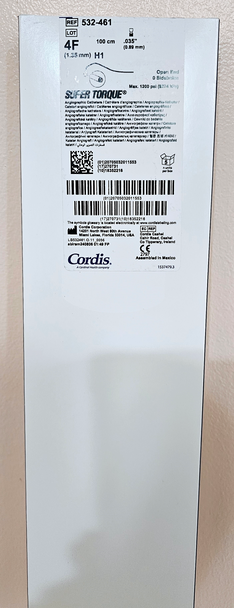 Cordis 532-461 SUPER TORQUE®, 532461, Headhunter I (H1), Polyurethane Angiographic Diagnostic Catheter, 4 Fr X 0.035 in X 100 cm, 0 side holes, Box of 05