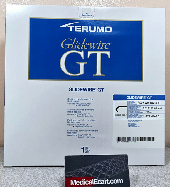 Terumo RG*GW1820SP GLIDEWIRE® GT Guidewire 0.018" x 200 cm, Standard, 90° / 60° Double Angle, Box of 01