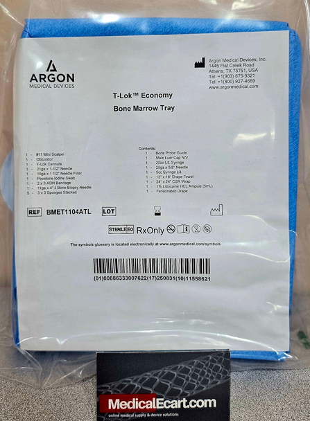 Argon Medical BMET1104ATL Bone Marrow Biopsy Trays T-Lok Bone Marrow Biopsy Economy Trays 11ga x 4in. Box of 5