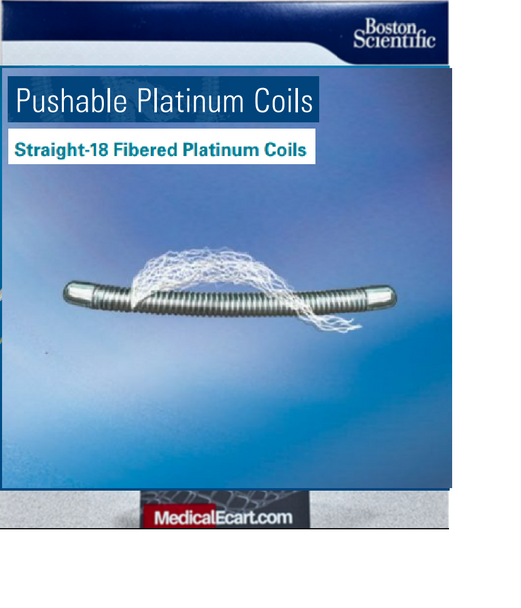 Boston Scientific 312002 Pushable 0.018" Fibered Platinum Coils , M0013120021, Straight-18 Fibered, Straight (Maximum Diameter), 2mm (Unrestrained Coil Length) X 2.0mm (Length in Introducer). Box of 05