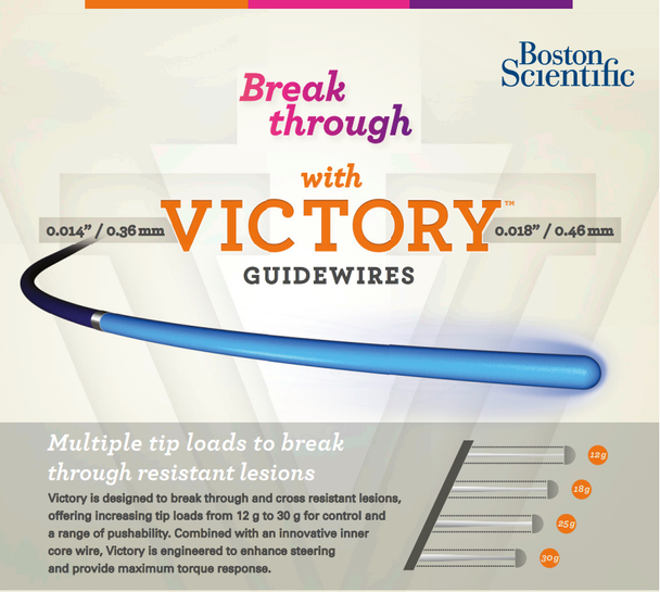 Boston Scientific H74939472300120 Victory™ 39472-30012 Guidewire 0.018" x 300cm, Tip Load 12g, Straight Tip. Box of 01