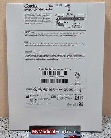 502-455 Cordis EMERALD PTFE-Coated J-Curve Diagnostic Guidewire
