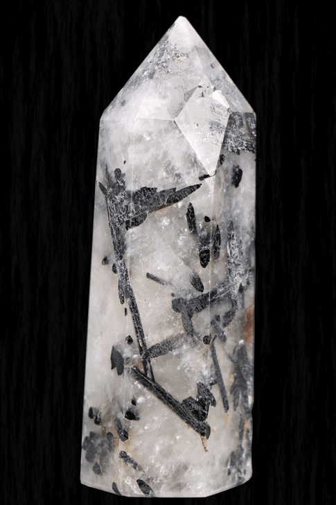 Tourmalinated Quartz 

Lore: Energy enhancement, detrimental environmental influences, shadow energies, self-sabotage, problem solving, harmonizing meridians, aura and chakras, master healer for any condition.