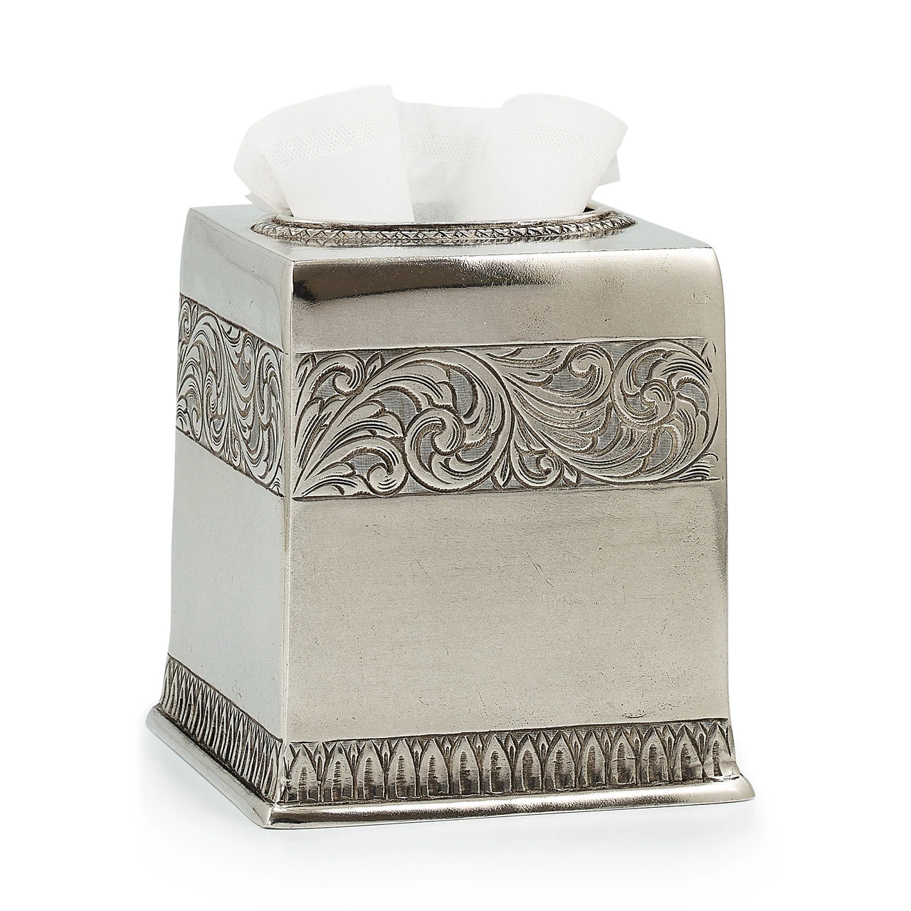 Luxury Pewter Bath Canister - San Lorenzo | Labrazel Italian Pewter Home Accent Tissue Cover and Canister Set - Labrazel main image 2