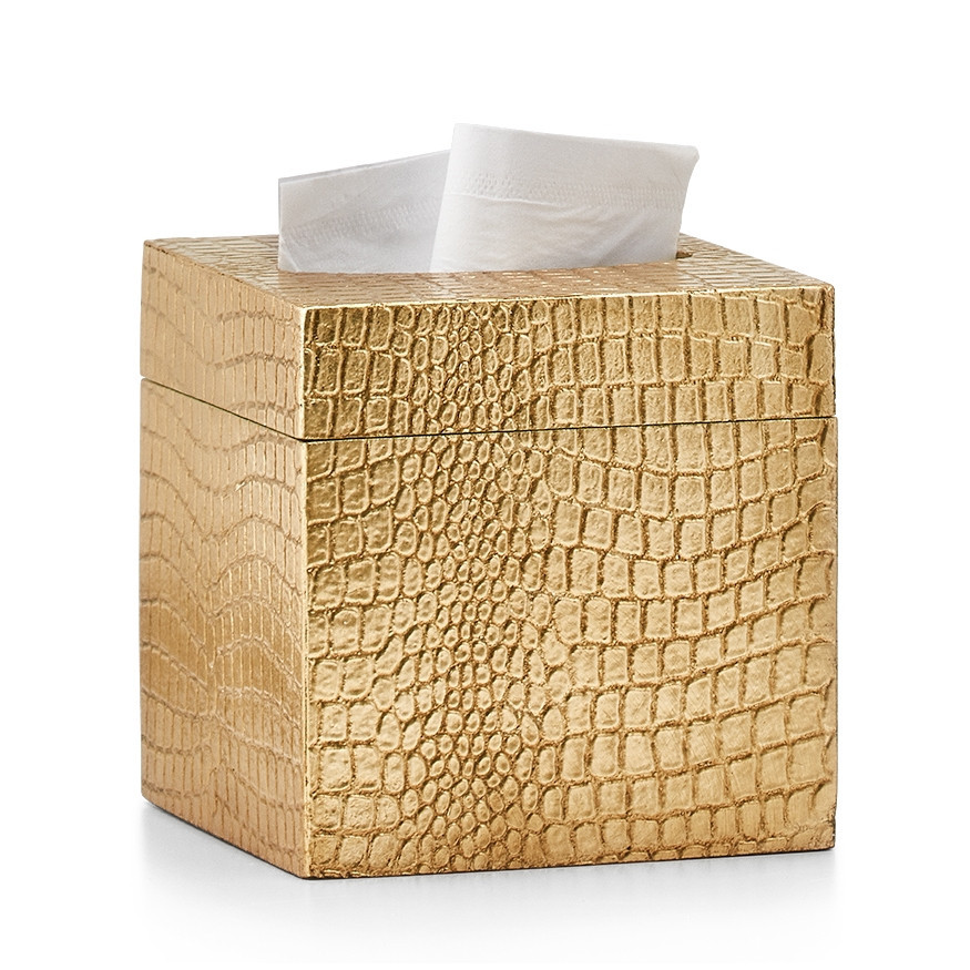 Faux Croc Gold Tissue Box from Italy - Crocodile | Labrazel
