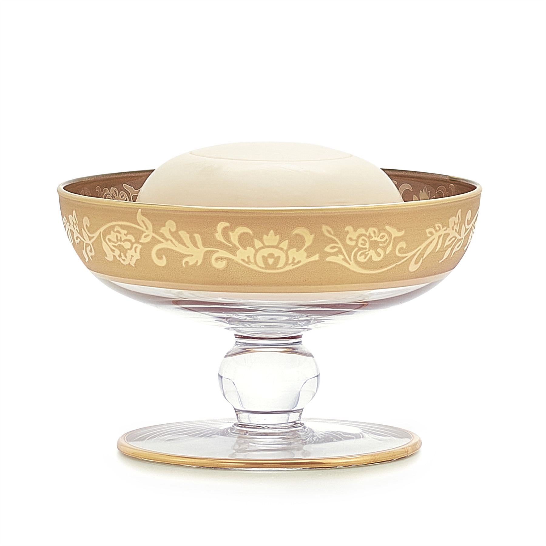 Elegant Glass Soap Dish with Gold Garland: Bellino Gold | Labrazel