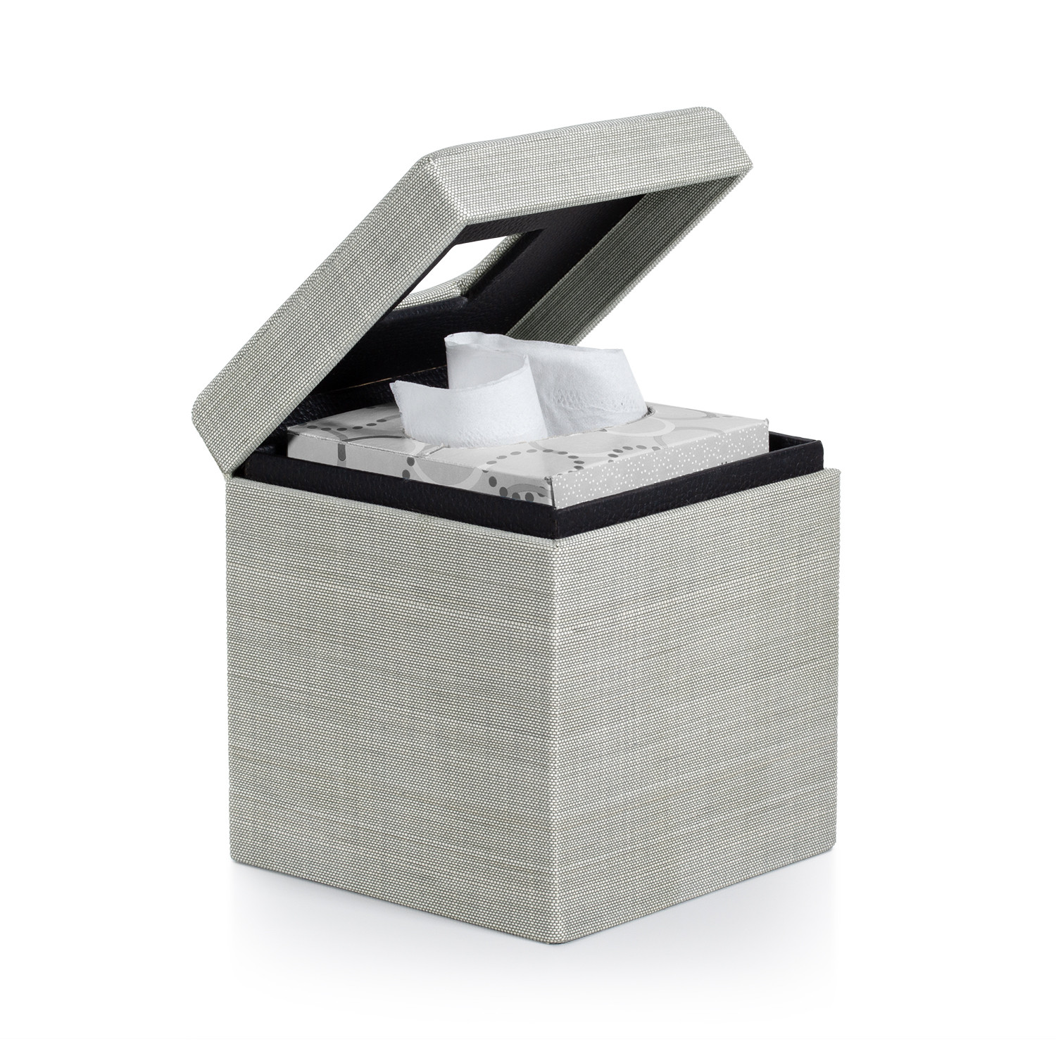 Light Gray Tissue Box in Natural Fiber | Araba Silver | Labrazel