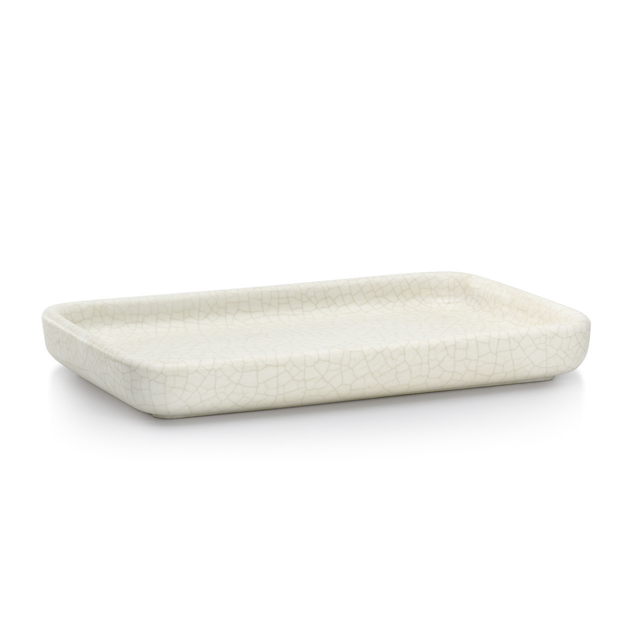 Ivory Crackle Ceramic Vanity Tray from Italy | Labrazel